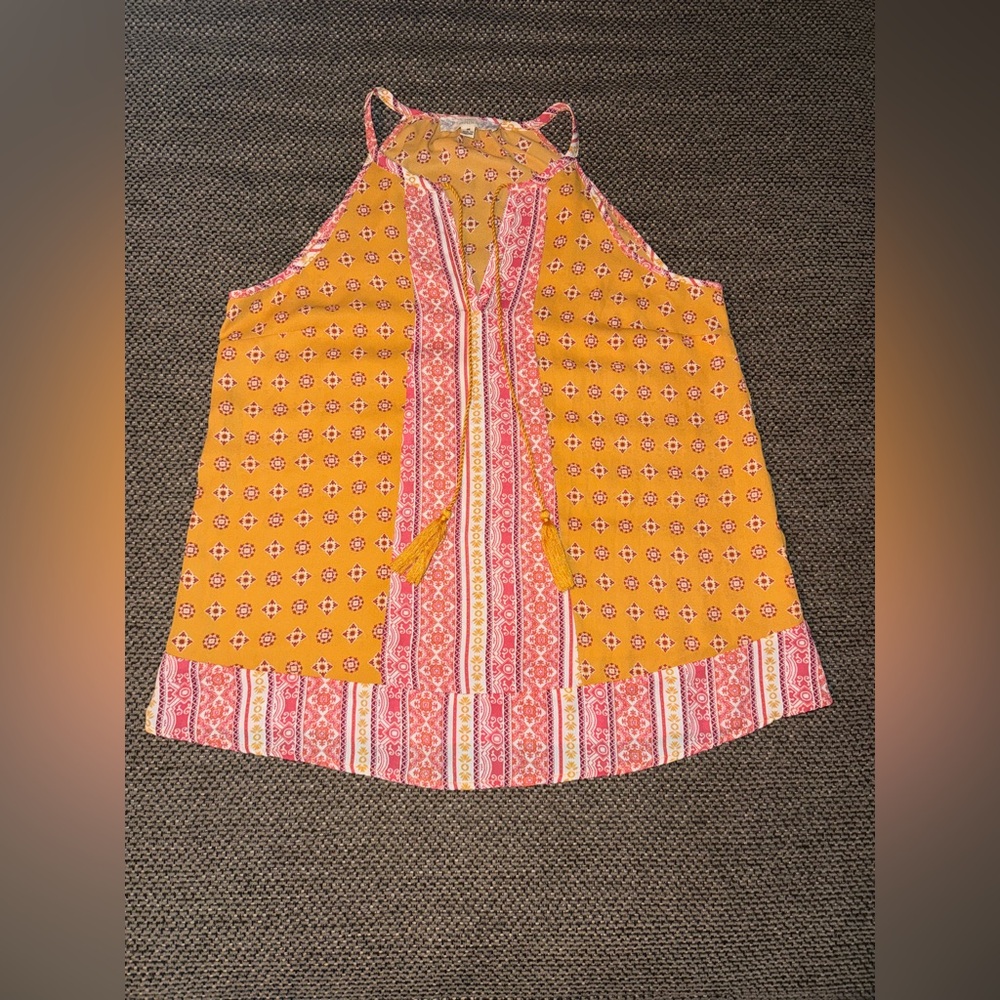 Pink Republic Mustard Print boho Tank Top